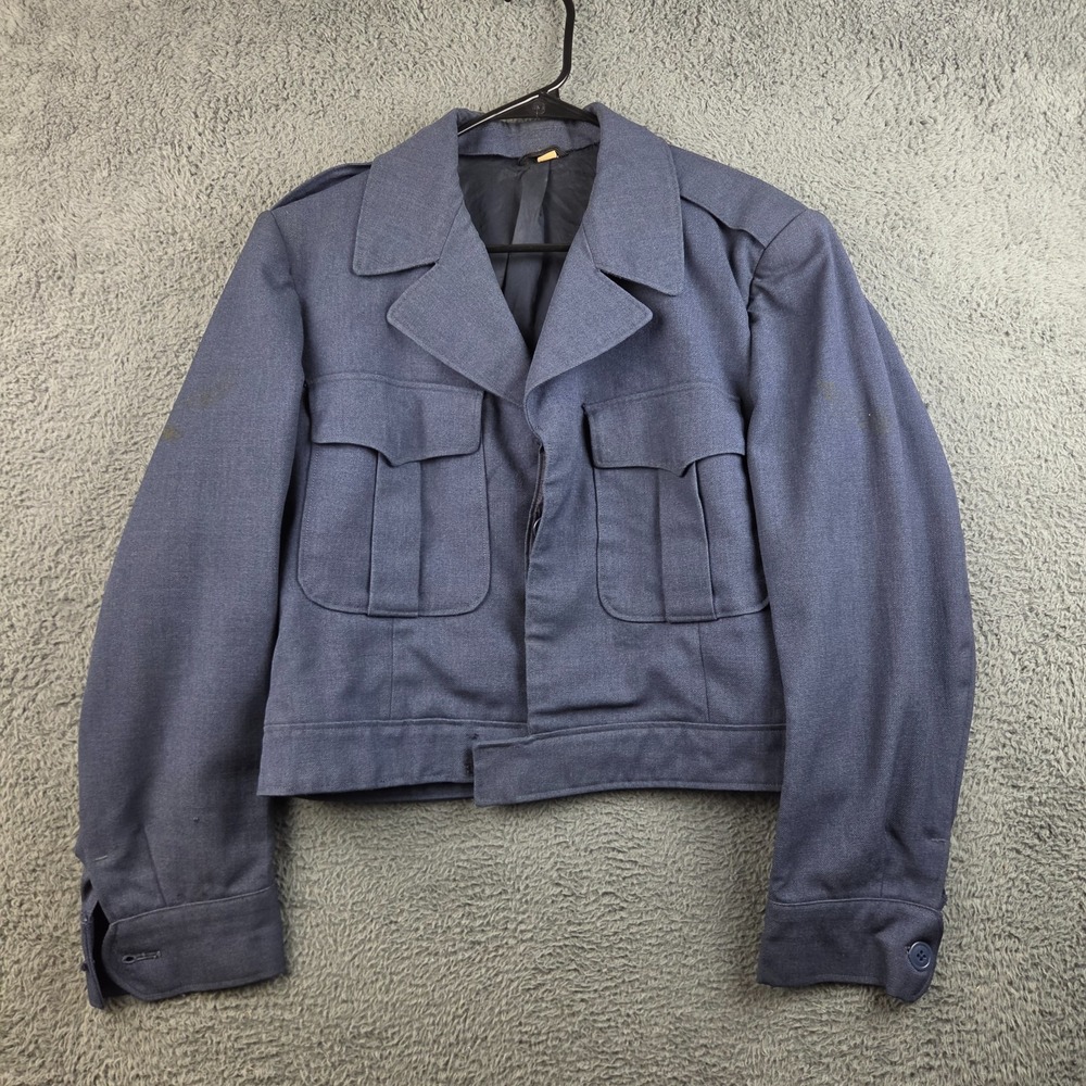 Vintage 1951 USAF Blue 84 Wool Ike Jacket 39R Korean War Wells Clothes Military